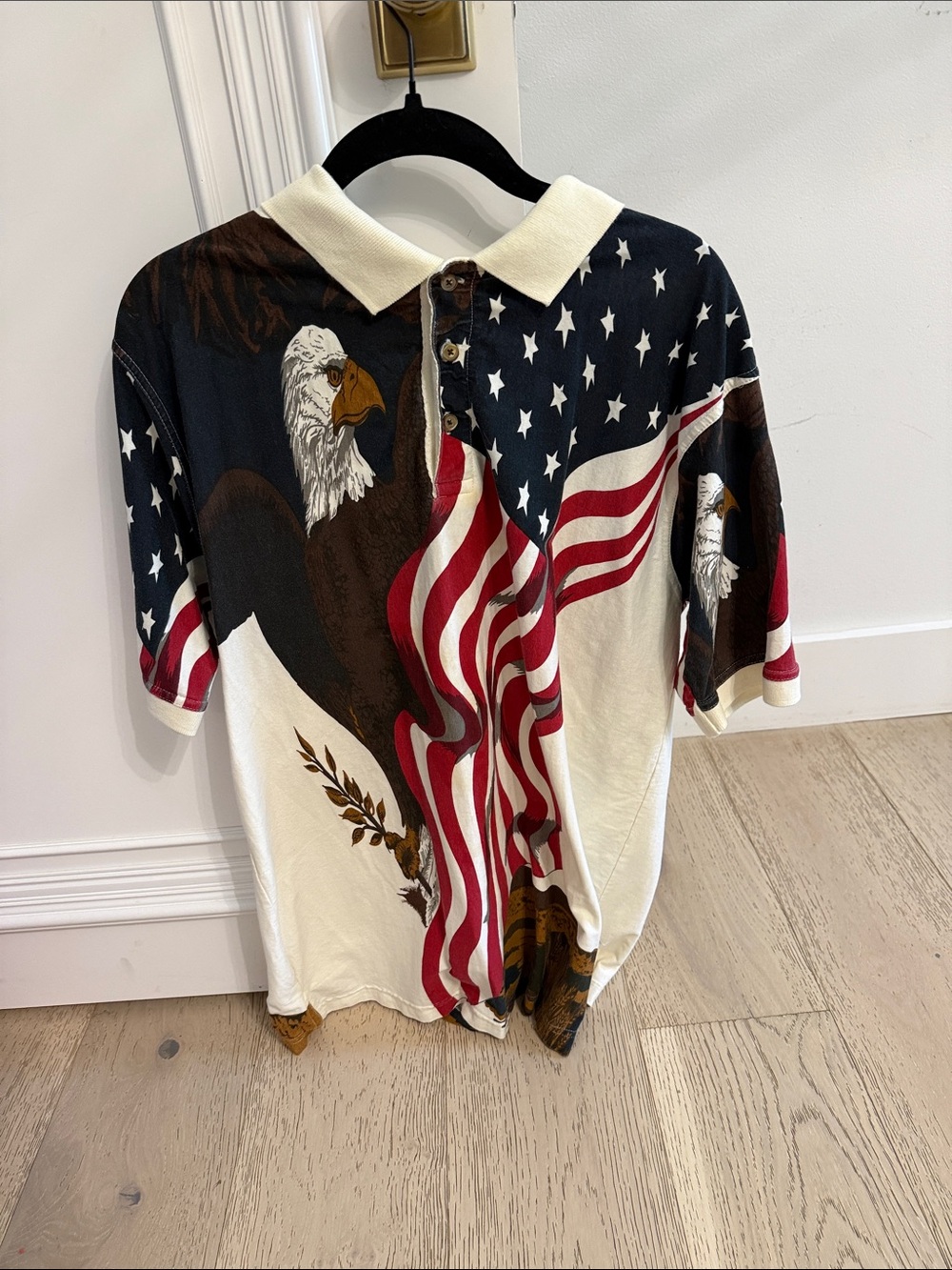 Vintage Patriotic Eagle Polo in Red, White & Blue